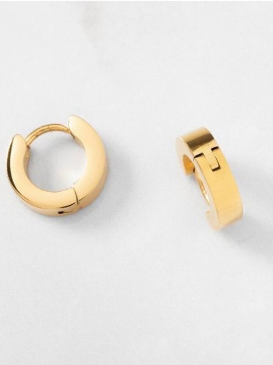 Plunder Design 10mm Gold Plated Huggie Hoop Earrings